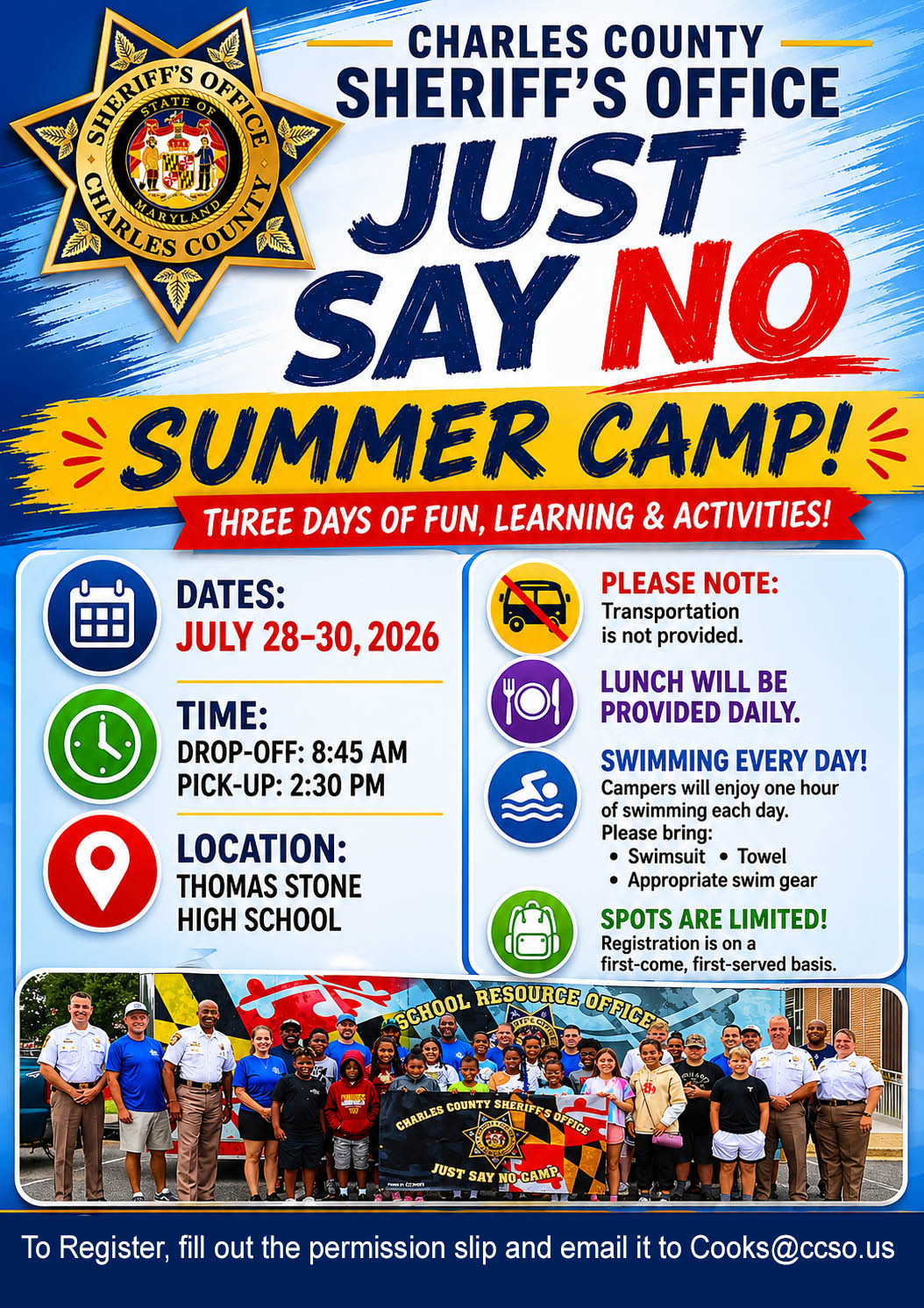 2026 Just Say No Summer Camp Flyer